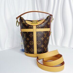 Louis Vuitton Monogram Duffle Bag Handbag Shoulder M43587 Brown Leather Bag
